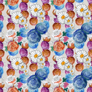 Renkli çiçeklerle kusursuz desen