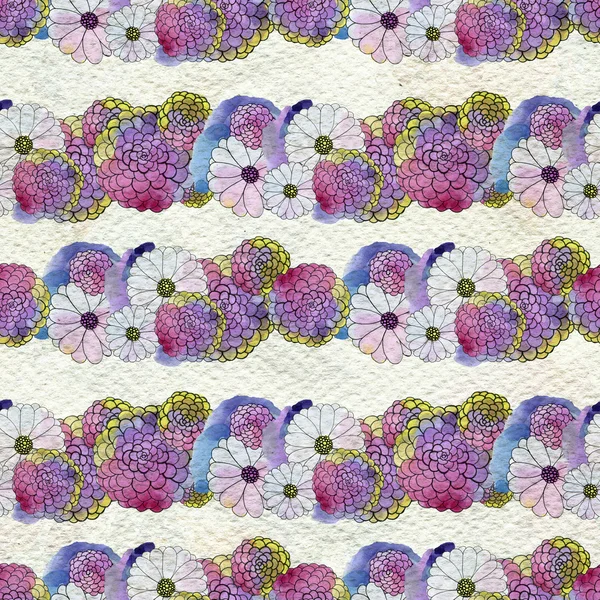 Απρόσκοπτη λουλουδάτο μοτίβο με τα asters και λουλούδια Μαργαρίτα — Φωτογραφία Αρχείου