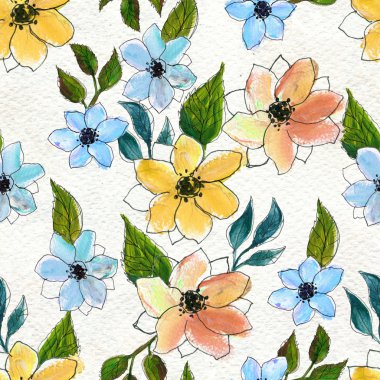 Renkli çiçeklerle kusursuz desen