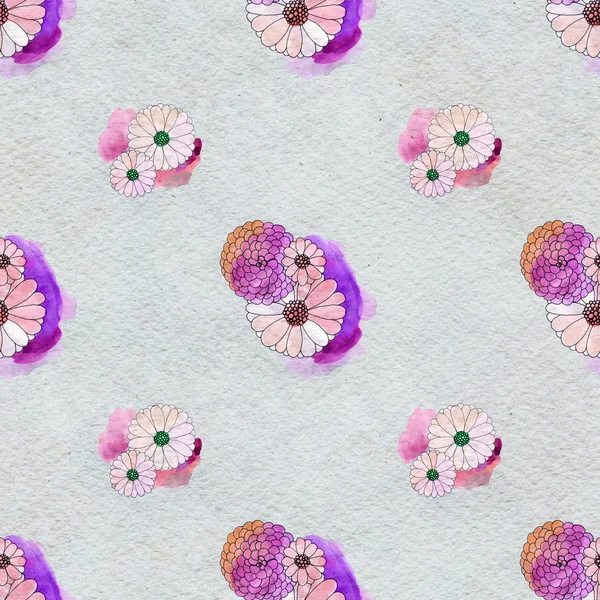 Seamless floral pattern with asters and daisy flowers — Stock Photo, Image