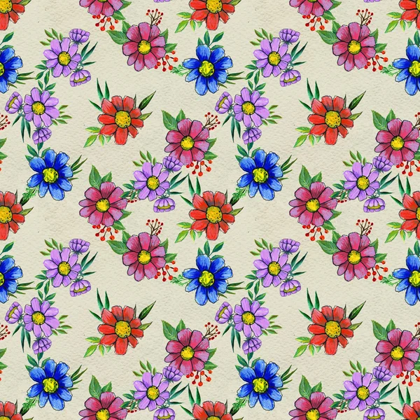 Seamless pattern with colorful flowers — Stock Photo, Image