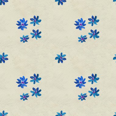 Mavi çiçekli kusursuz desen