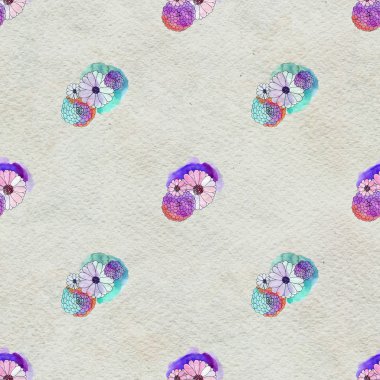 Aster ve papatya çiçekler ile sorunsuz çiçek desenli