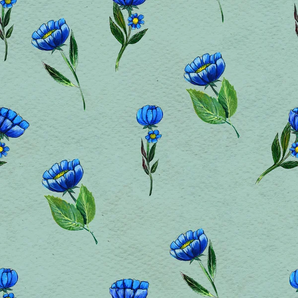 Patrón sin costura con flores azules — Foto de Stock