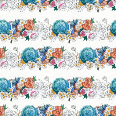 Renkli çiçeklerle kusursuz desen