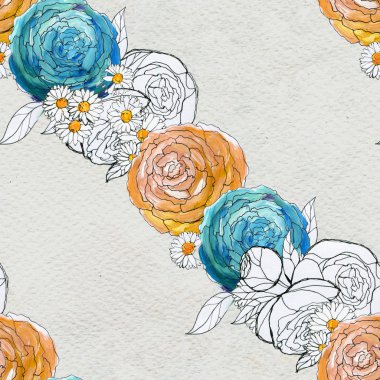 Renkli çiçeklerle kusursuz desen