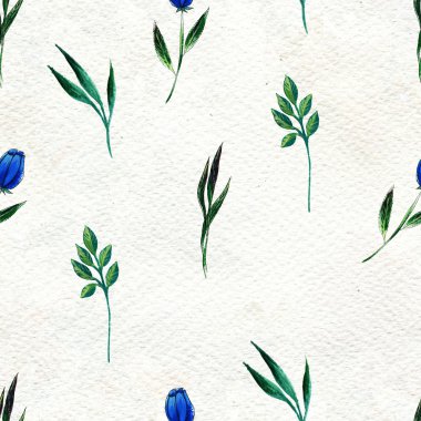 Mavi çiçekli kusursuz desen