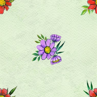 Renkli çiçeklerle kusursuz desen