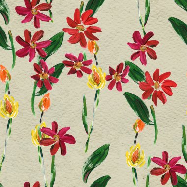 Kırmızı çiçekli kusursuz desen