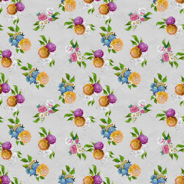 Seamless pattern with colorful flowers — Stock Photo, Image