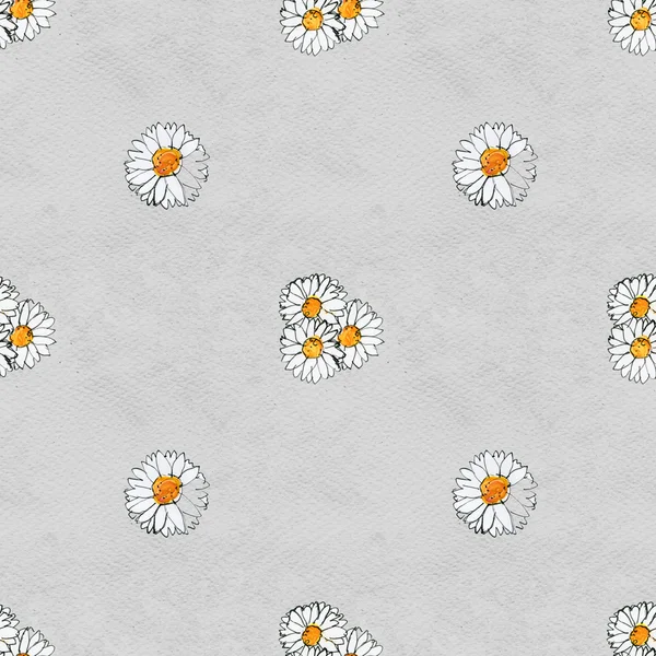 Sömlös blommönster med daisy blommor — Stockfoto
