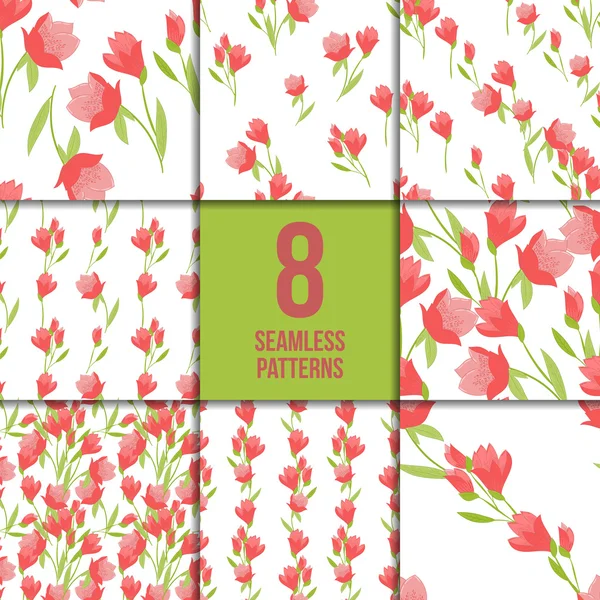 Conjunto de patrón sin costuras con tulipanes — Archivo Imágenes Vectoriales