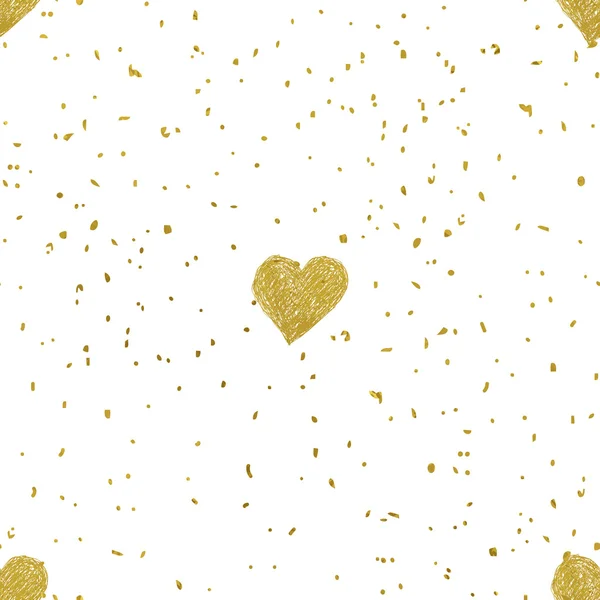 Golden  hearts seamless pattern — Stock Vector
