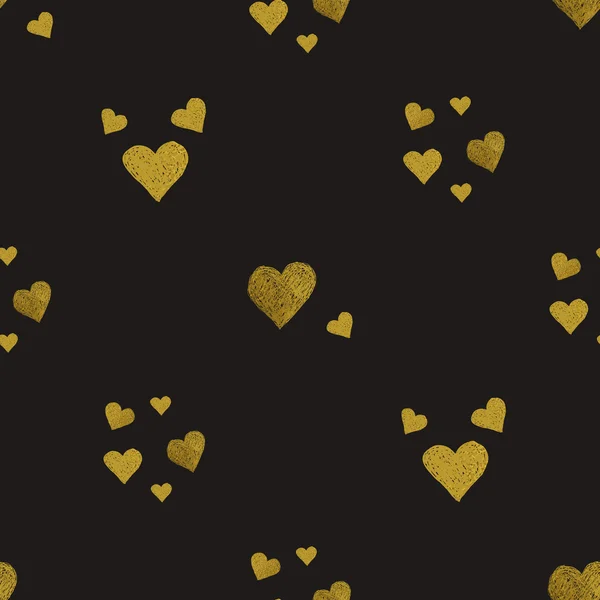 Corazones de oro patrón sin costuras — Vector de stock