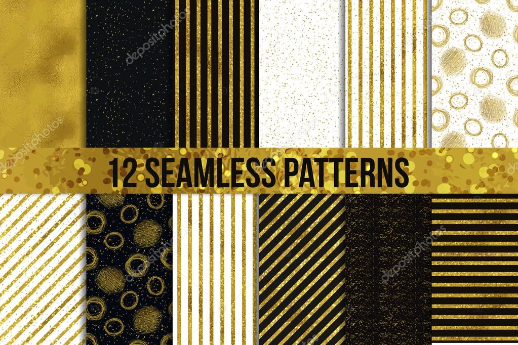 Golden seamless pattern set