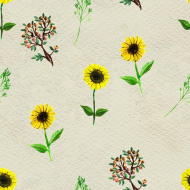 Çiçekler ve böğürtlenlerle kusursuz desen