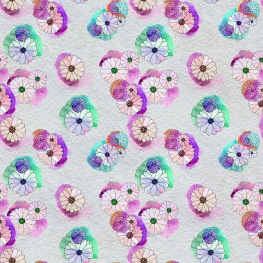 Aster ve papatya çiçekler ile sorunsuz çiçek desenli