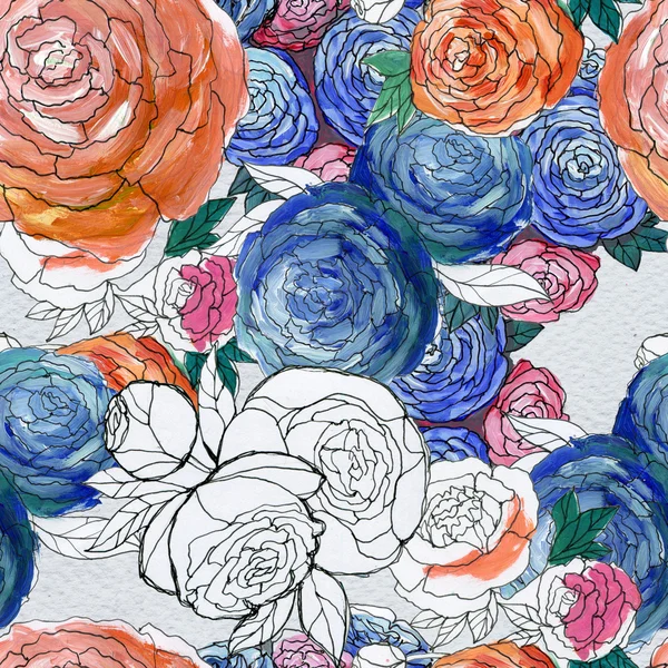 Seamless pattern with colorful flowers