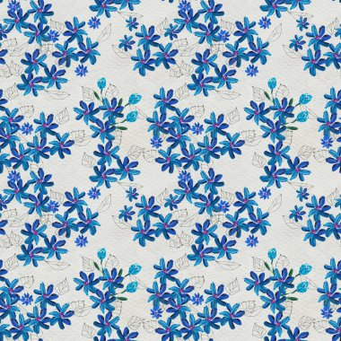 Mavi çiçekli kusursuz desen