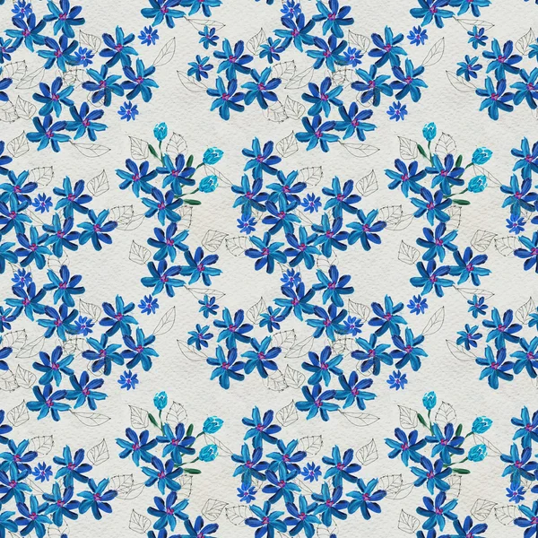 Sömlöst mönster med blå blommor — Stockfoto