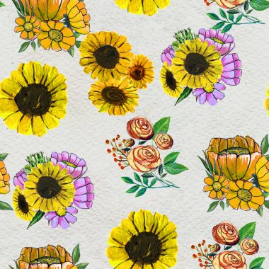 Renkli çiçeklerle kusursuz desen