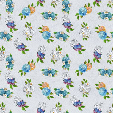 Renkli çiçeklerle kusursuz desen