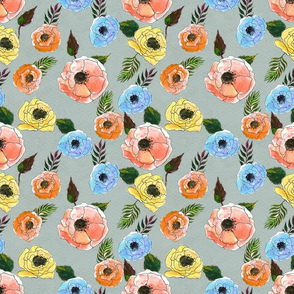 Seamless pattern with colorful flowers — Stock Photo, Image