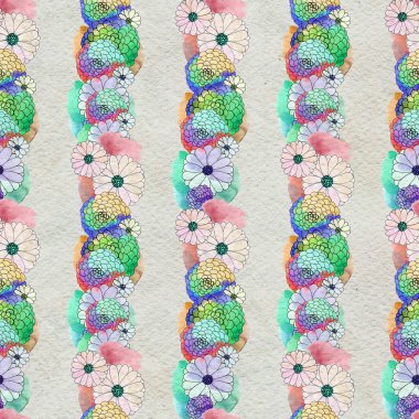 Aster ve papatya çiçekler ile sorunsuz çiçek desenli