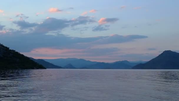 Захід сонця на озері Скадарського — стокове відео