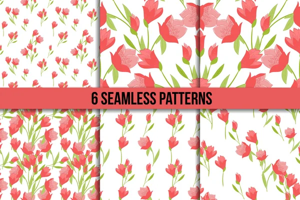 Seamless pattern set with tulips — Stock Vector