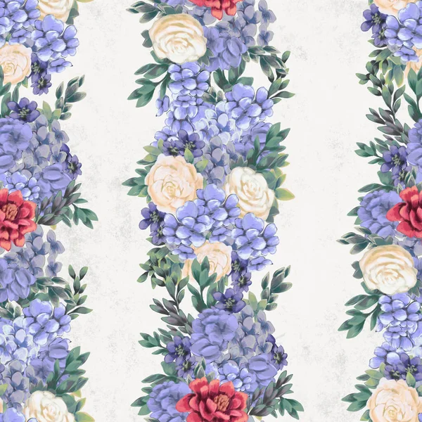Watercolor floral seamless pattern. Hand painted flowers, greeting card template or wrapping paper — Stock Photo, Image