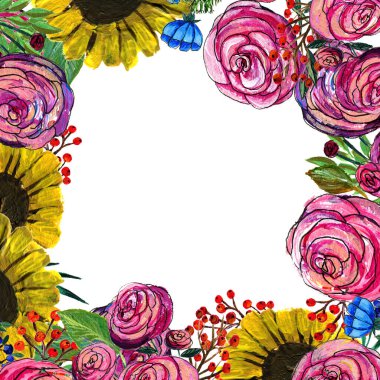 El çizimi Çiçek Kenarı