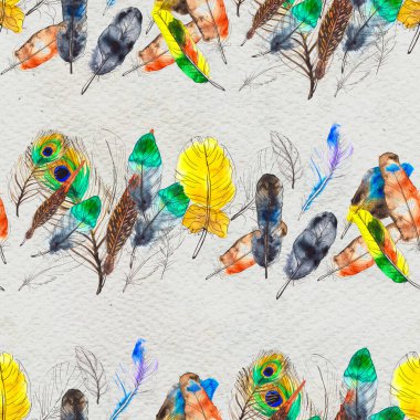 Suluboya tüyleri pürüzsüz desen. Elle boyanmış doku