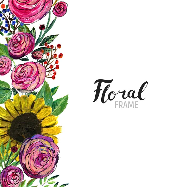 Handgezeichnete Blume Grenze — Stockfoto