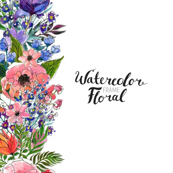 Watercolor Flower Border — Stock Photo, Image