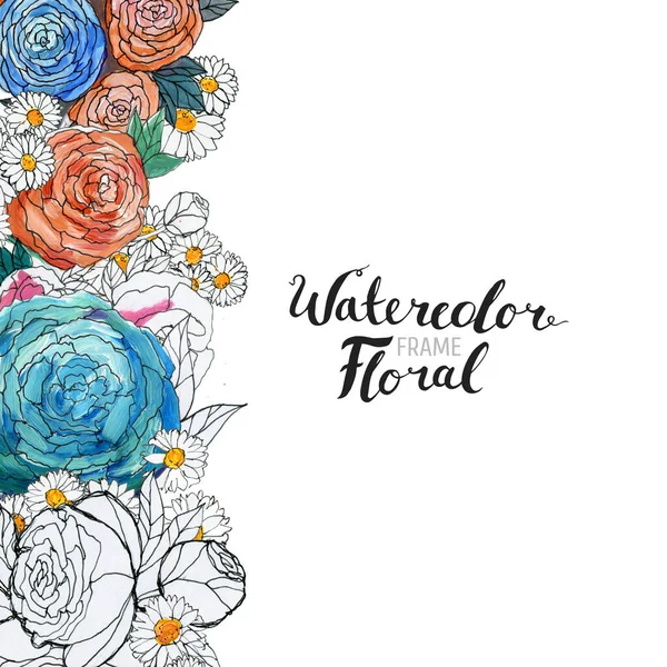 Watercolor Flower Border — Stock Photo, Image