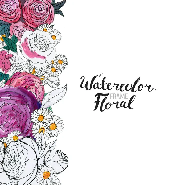 Watercolor Flower Border — Stock Photo, Image