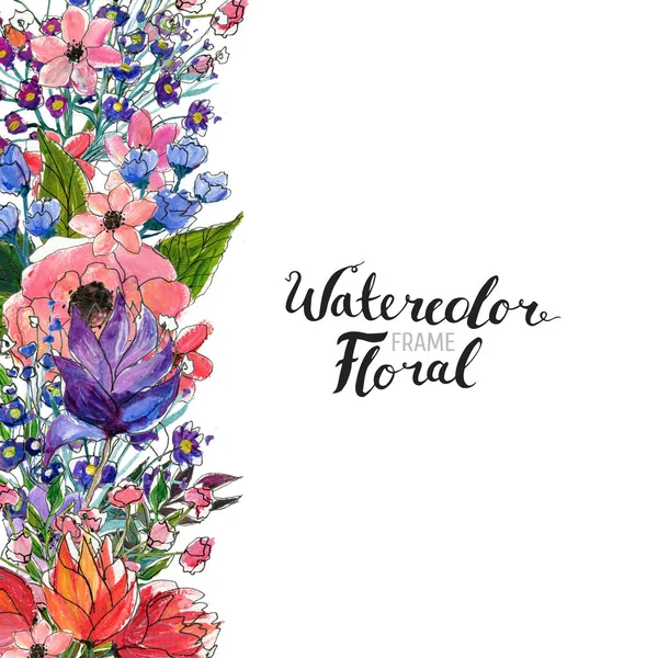 Watercolor Flower Border — Stock Photo, Image