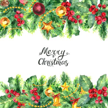 Beyaz arkaplanda Noel sınırı izole