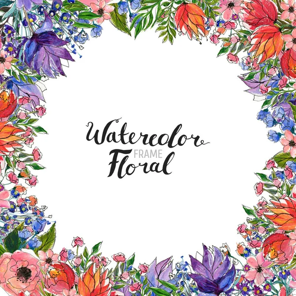 Watercolor Flower Border — Stock Photo, Image