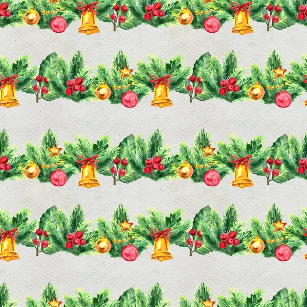 Merry Christmas seamless pattern with garlands — Stock Photo, Image