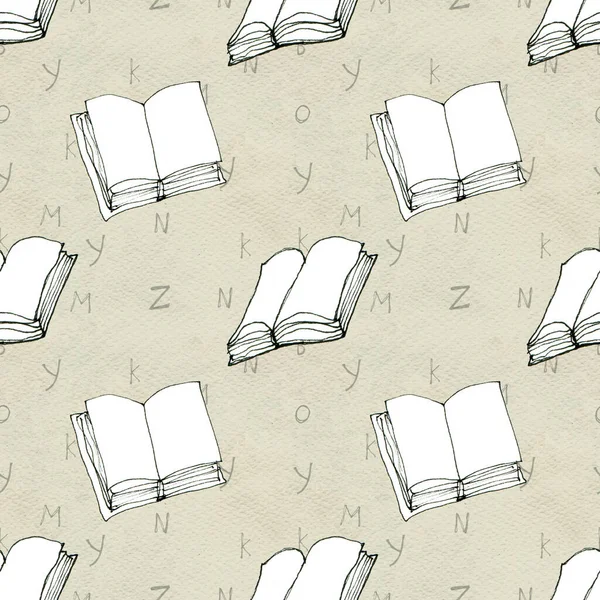 Seamless pattern with books — Stock Photo, Image