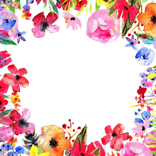 Bordo fiore acquerello — Foto Stock