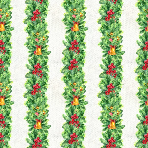 Merry Christmas naadloos patroon met bloemenslingers — Stockfoto