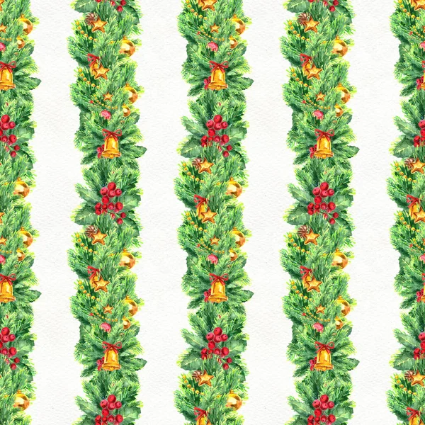 Καλά Χριστούγεννα απρόσκοπτη μοτίβο με γιρλάντες — Φωτογραφία Αρχείου