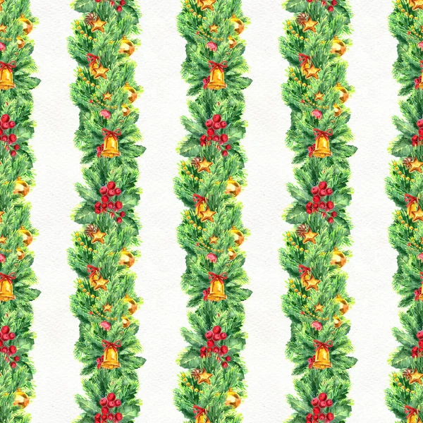 Merry Christmas seamless pattern with garlands — Stock Photo, Image