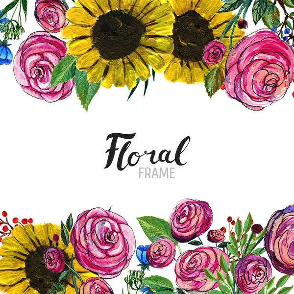 Hand drawn Flower Border — Stock Photo, Image