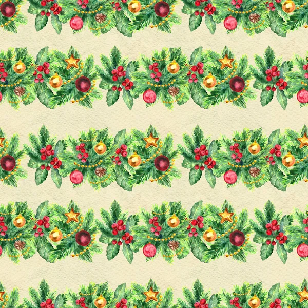 Merry Christmas seamless pattern with garlands — Stock Photo, Image