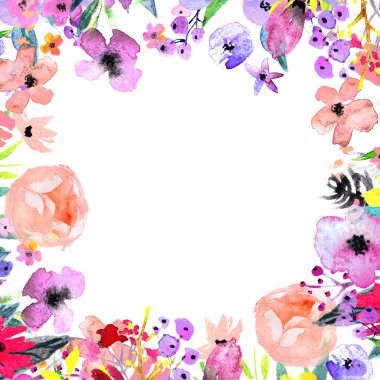 Suluboya Çiçek Kenarlığı