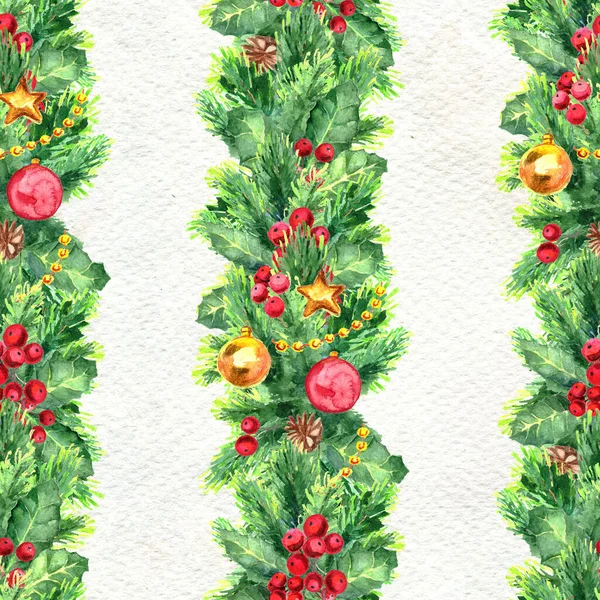 Merry Christmas naadloos patroon met bloemenslingers — Stockfoto
